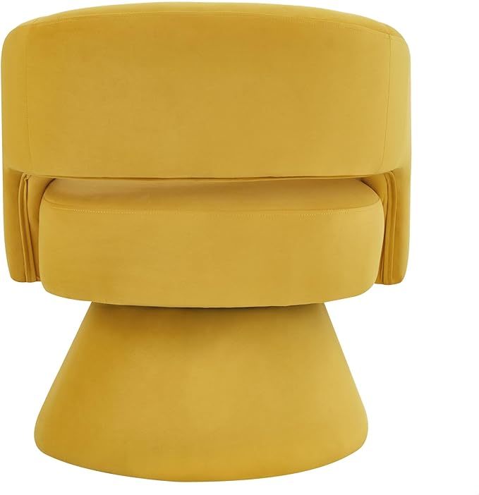 GDFStudio Swivel Barrel Chair Accent Arm Chair for Living Room Upholstered Velvet Round Reading Armchair Modern 360 Degree Comfy Swivel Chair with Open Backrest for Bedroom Office Yellow