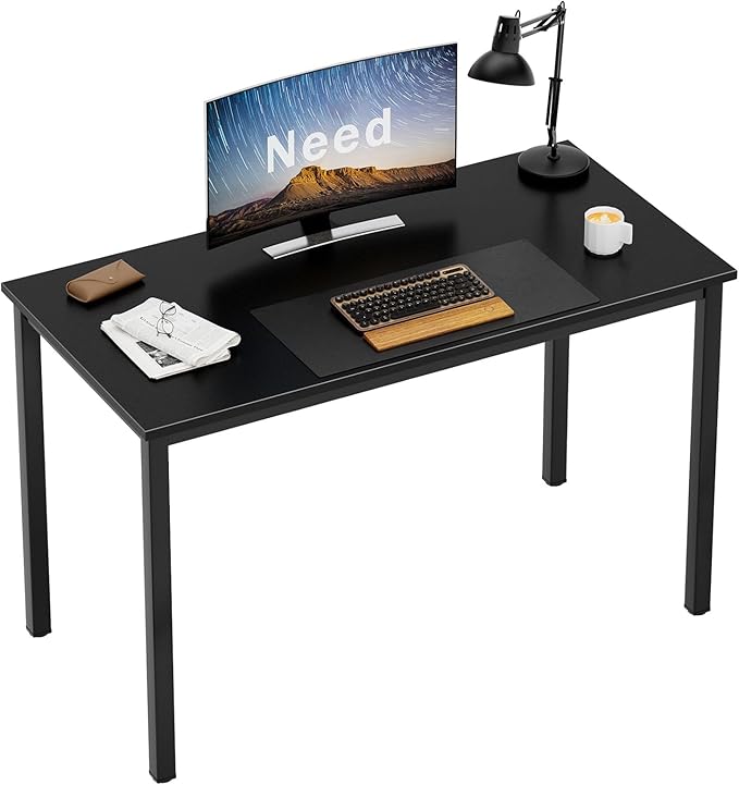 Need Small Computer Desk Writing Desk 39 3/8'' L Study Desk for Small Space Gaming Desk Sturdy and Heavy Duty Home Office Desk for Dormitory/Meeting Room AC3CB(100 * 60) Beside TableBlack/Black