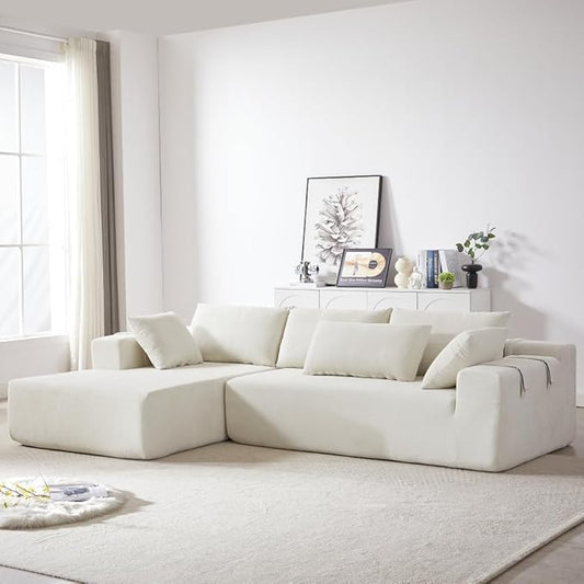 2026 New 108 L Shaped Sectional Sofa Couch Chenille Boneless Couch Deep Seat Sectional Modular Couch for Living Room No Assembly Required
