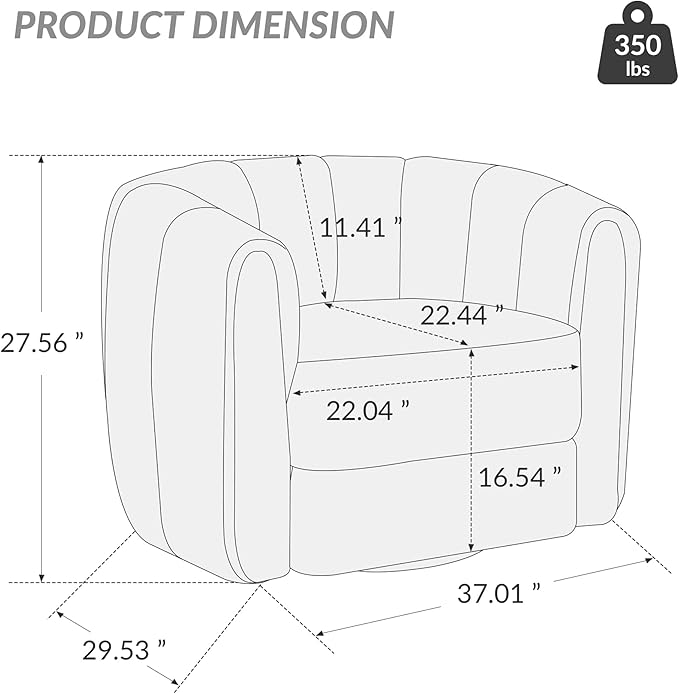 SUNWAVE Swivel Accent Chair 360-degree Swivel Barrel Chair with Teddy Upholstery Comfy Pumpkin-Shaped Accent Chair for Living Room Bedroom or Office (1 Brown 37)