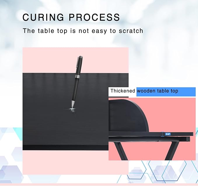 Computer Writing Desk 39 inch Sturdy Home Office Table with A Baffle to Keep Items from SlippingHome Office Desk Workstation Black