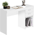 Techni Mobili Engineered Wood Writing Desk with Drawers and Storage and Open Compartment - A 47.5” Wide Home Office Desk with Drawers for Ample Storage- White Desk with Storage