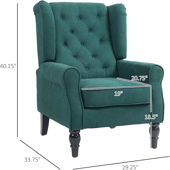 Button-Tufted Accent Chair: Dark Green XL Comfort &amp Modern Diamond-Tufted Design Perfect for Living Room Bedroom etc.