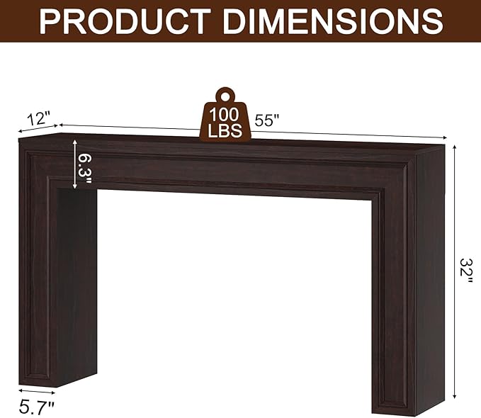 Rresyet 55 Inch Long Console Table Sofa Table Behind Sofa Wooden Entryway Table Farmhouse Entryway Table for Entry Hallway Living Room (Cherry)