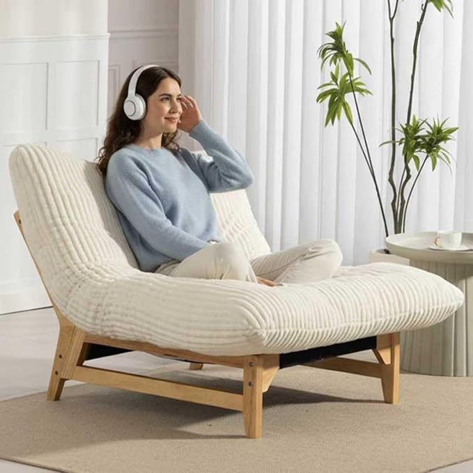 Giant Cloud Lounge Accent Chair for Reading Big Comfy Cloud Chair with Frame for Living Room Bedroom Patio Corduroy|Oversized|44 Inch (White)