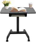 Adjustable Height Rolling Desk 33.07 Lbs Load-Bearing Capacity Freestanding Computer Desk Mobile Laptop Cart with Storage and 4 Universal Wheels for HomesOffices Classrooms(Black)
