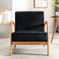 Classic Comfortable Modern Boho Velvet Upholstered Lounge Armchair for Living Room Reading Bedroom Office and Small Spaces Black