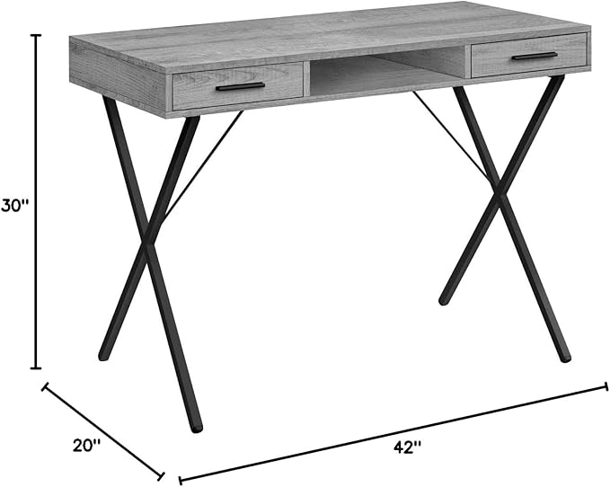 Monarch Specialties I 7792 Computer Desk Home Office Laptop Left Right Set-up Storage Drawers 42 L Work Metal Laminate Grey Black Contemporary