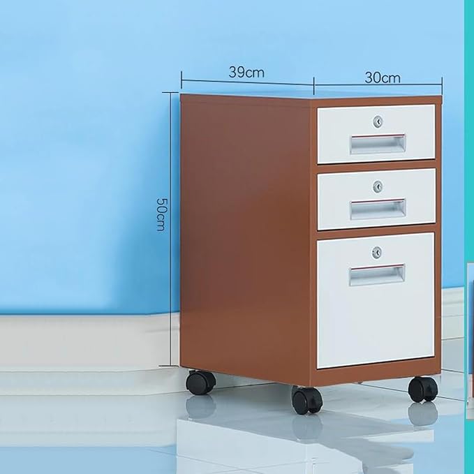 Office Tin File Cabinet Short Cabinet Under The Desk Three Drawer Movable Cabinet with Lock Storage Storage Cabinet (Color : C)