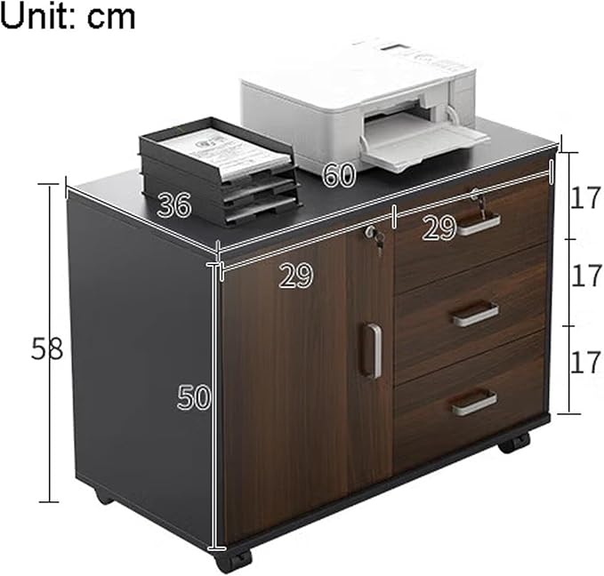 3 Drawer Filing Cabinet On Wheels Lateral Printer Storage Cabinets(A)