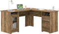 Bush Home Cabot 60W L Shaped Computer Desk with Storage in Reclaimed Pine 60-inch Corner Table with Drawers for Home Office Workspace