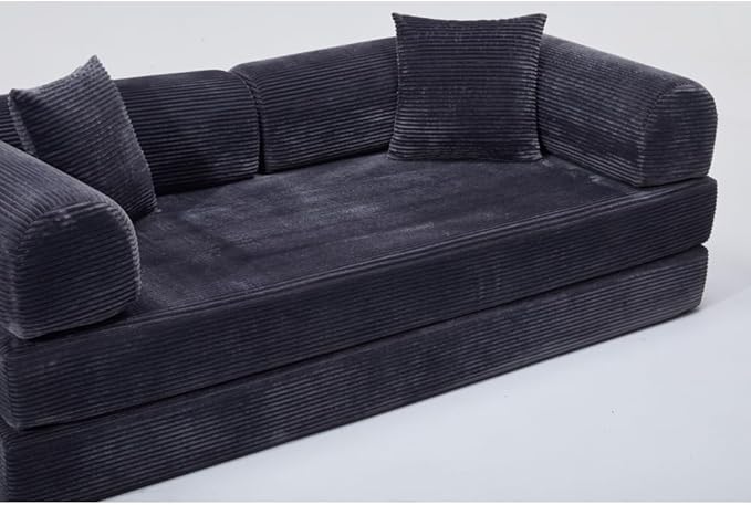 74 Compression Sofa Convertible Floor Sofa Bed with Pillow Back Support ArmrestComfy Futon Couch Sleeper BedLoveseats Boneless for Living RoomBedroom (Antique Grey)