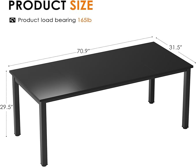 Need 70.8 Inch Executive Office Desk Large Stylish Computer Desk Simple Study Writing Desk Workstation Business Furniture for Home Office Black