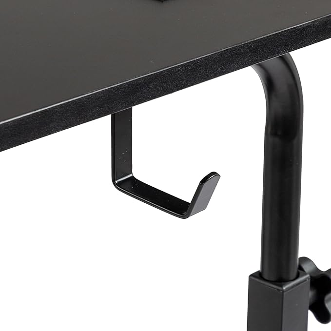 Adjustable Computer Desk with 3 USB Ports and 2 AC Outlets Standing Desk Adjustable Height Desks Computer Desk Writing Desk Mobile Laptop Desk Cart for Office Workspace Black