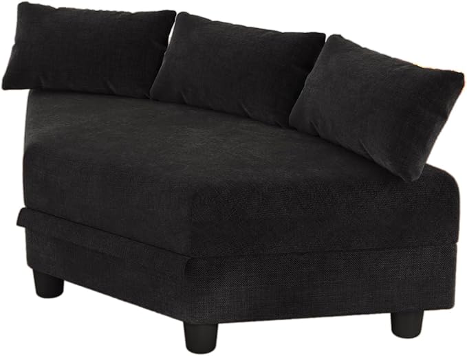 LLappuil Extra Large Hexagon Seat for Modular Sectional Sofa with Hidden Storage Carton C Only Compatible for Carton D Black Chenille | Tool Free Assembly Flexible Layouts