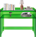 Acrylic Console Table 39.4×11.8×31.5in Laptop Workstation Study Table Modern Home Office Acrylic Console Desk for Living Room Office Entryway Hallway (Green)