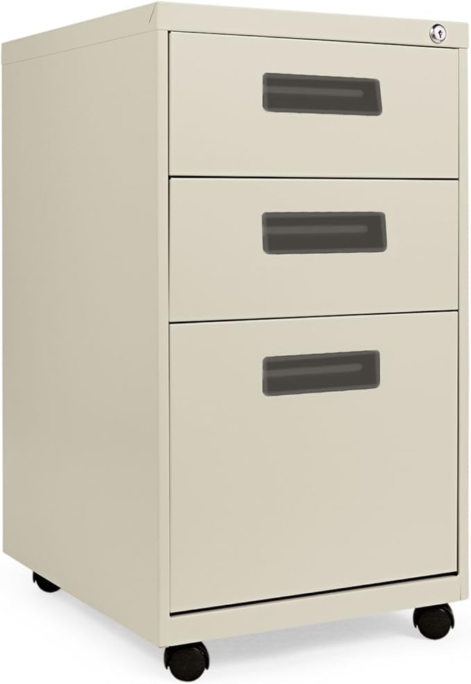 Alera PABBFPY Three-Drawer Metal Pedestal File 14 7/8w x 19-1/8d x 27-3/4h Putty
