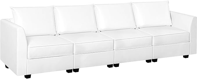 Elizabeth Modular 4 Piece Sofa for Living Room with Extendable Design &amp Soft Comfortable Seating Air Leather Modern sofa couch with Sturdy Wooden Frame Ideal for Small Spaces Easy Assembly Whit