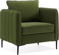 Olive Green Accent Chairs for Living Room Modern Upholstered Accent Chair Comfy Velvet Armchair with Thick Cushion Single Sofa/Side Chair for Bedroom Office Reading Chair