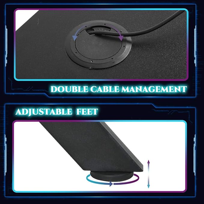 Gaming Desk Gaming Table 45.2 W x 29 D PC Computer Desk Home Office Desk Table with Cup Holder Headphone Hook Gamer Workstation Game Table for Boys Girls.