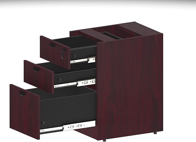 Boss Office Products Holland 66 Executive U-Shape Desk with File Storage Pedestal Mahogany