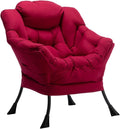 HollyHOME Lazy Chair with Armrest and Side Pocket Comfy Accent Lounge ChairLeisure Sofa Armchair for Living Room Bedroom Dorm or Small Spaces Oversized Reading Sofa Chair Burgundy