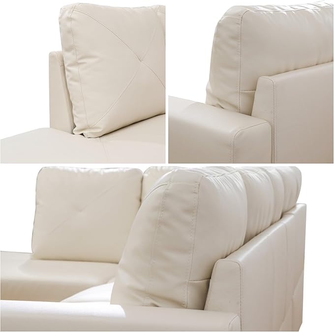 L-Shaped Sectional Sofa Modern Sectional Couches Home Sofas for Living Room with Movable Chaise Modular Living Room Sets Furniture for Apartment Bedroom &amp Office White