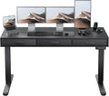 HUANUO Electric Standing Desk with Drawers C-Clamp Mount Compatible 55 x 28 Inch Height Adjustable Sit Stand Desk Fabric Drawers Home Office Stand Up Desk with 4 Custom Height Settings Black