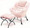 Large Lazy Chair and Ottoman for Adults Accent Chair Oversized Lounge Armchair with Side Pocket &amp Footrest Comfy Reading Chair Leisure Sofa for Bedroom Living Room Office (Corduroy Pink Sing