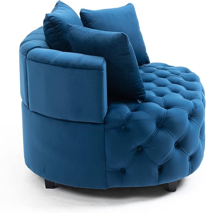 Oversized Accent Chair for Living Room &amp Bedroom Barrel Chair Large Velvet Chair Sofa Lounge Chair Leisure Club Upholstered Armchair with 3 Pillows &amp Wood Legs