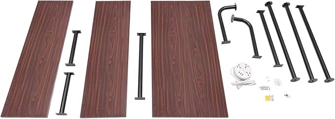 Industrial Wall Mount Desk with Shelves 3-Shelf Ladder Desk Computer Writing Table for Small Spaces Black and Brown Modern Narrow Floating Table with Storage (13 Dx39.4 Wx79 H)