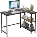 43Inch Corner Computer Desk Gaming Desk with Reversible Storage Shelves Left/RightSmall L Shaped Desk with 2-Tier Shelves &amp Adjustable Feet Pad for Home Office Gaming (43 Inch)