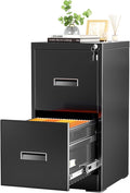 INTERGREAT 2 Drawers File Cabinet with Lock 18 D Metal Black Vertical Filing Cabinet for Hanging Folders Easy Assemble