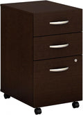 Bush Business Furniture Series C 3 Drawer Rolling File Cabinet in Mocha Cherry Fully Assembled Under Desk Storage with Wheels for Home and Professional Office