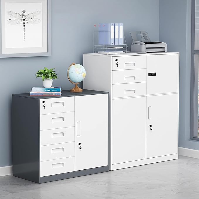 File Cabinet Metal Data Office Filing Cabinet with Lock Drawer Mobile Storage Tool Cabinet Under Desk Storage(Color:A)