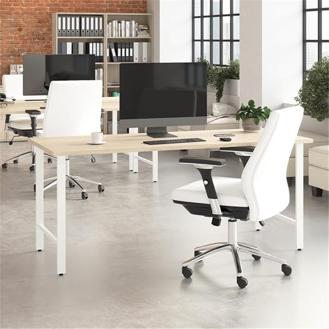 Bush Business Furniture Hustle 72W x 30D Computer Desk with Metal Legs in Natural Elm Modular Office Table for Home and Professional Workspace