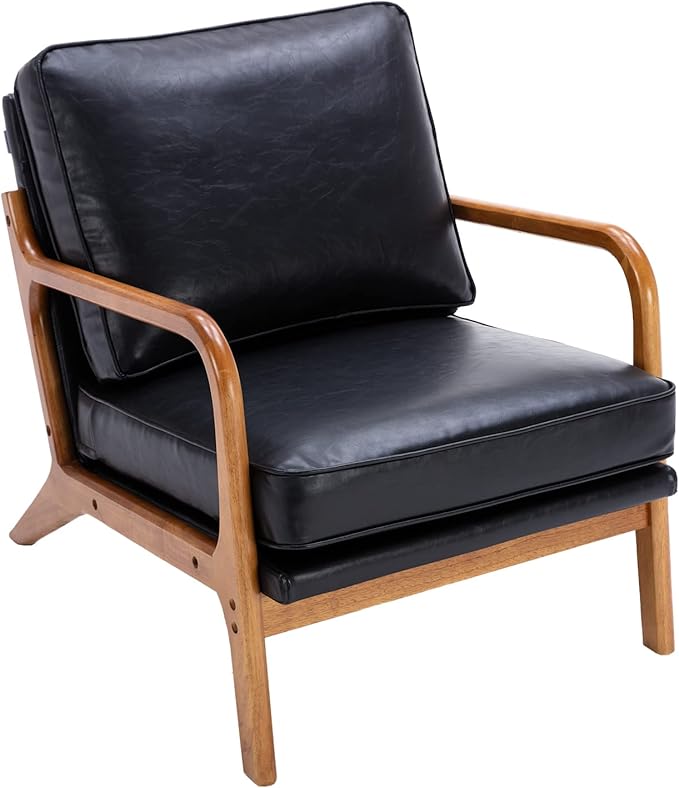 Wood Frame Armchair Modern Accent Chair Lounge Chair for Living Room