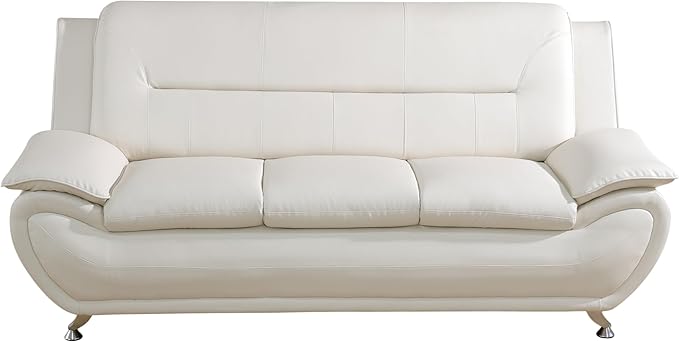 Living Room Furniture Set for Living Room Faux Leather Couch Sets Modern Couch for Apartment Home Office(3 Piece SetCream)