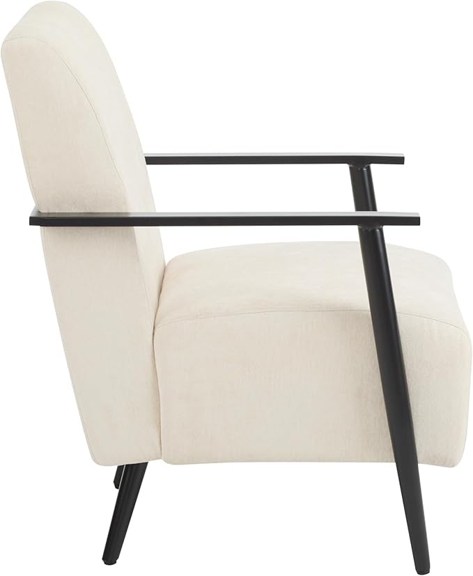Merax 2-Piece Modern Mid Century Lounge Chair with Metal Frame Cozy Upholstered Armchair for Bedroom Living Room Office Easy Assemble Beige