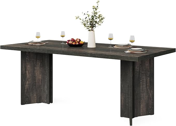 Tribesigns 63-inch Executive Desk Vintage Office Computer Desk with Large Tabletop Farmhouse Wood Writing Conference Table Workstation for Home Office Study Dark Gray