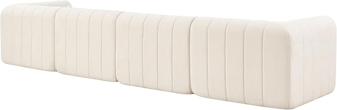 145.5 Inch Modular Full-Compressed Sectional SofaBeige Polyester Upholstered Modular Sofa with 4 PiecesCompressed Sponge Modular Couch for Living Room (Beige#81)