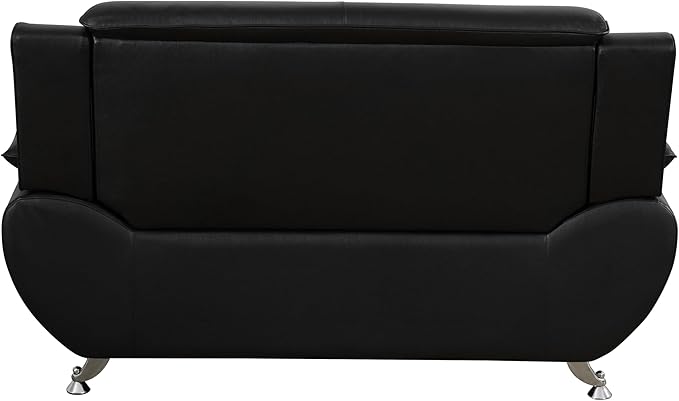 Living Room Furniture Set for Living Room Faux Leather Couch Sets Modern Couch for Apartment Home Office(Sofa and LoveseatBlack 2)