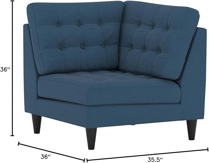 Modway Empress Mid-Century Modern Upholstered Fabric Corner Sofa In Azure