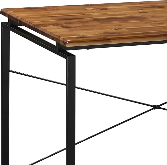 Penau Oak and Black Writing Desk Industrial Sled Base Rectangular Design for Home Office 47.5Inches Wide 22.5Inches Deep