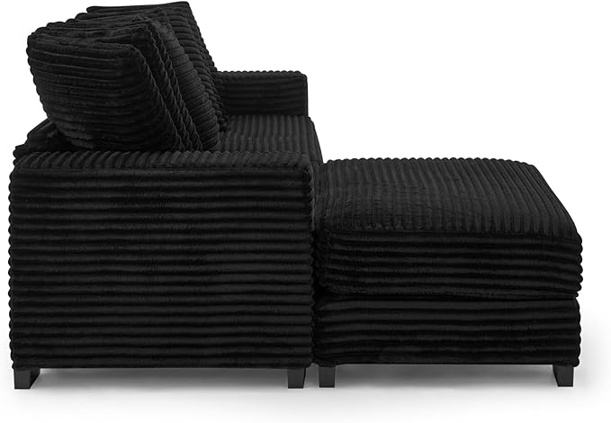 Comfortable Compression L-Shaped Modular Combination Sofa Compression Combination Modern Minimalist Corduroy Sofa Suitable for Living Room and Bedroom (Black2)