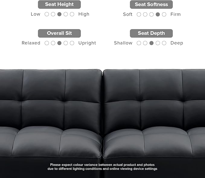 mopio 76.4 Futon Sofa Bed Couch Loveseat Sleeper Sofa Mid Century Modern Futon Couch Sofa Cama Couches for Living Room (Aaron PU Midnight Black)