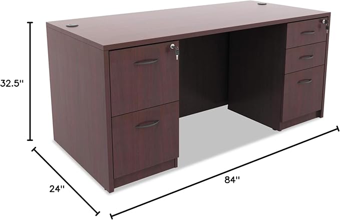 Alera Valencia Series 16 by 22 by 28-Inch 2 Box and 1 File Drawer Full Pedestal Medium Cherry
