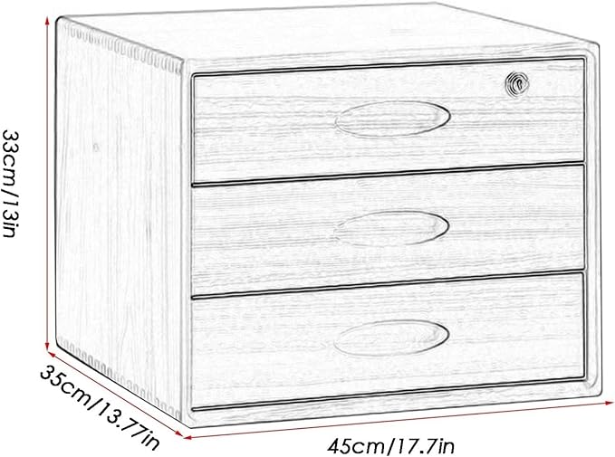 Multi-Layer Drawer Storage Box Flat File Cabinet With Lockable 1/2/3 Drawer Solid Wood A4 Treatment Storage Cabinet For Home Desktop Office(C3 drawer)