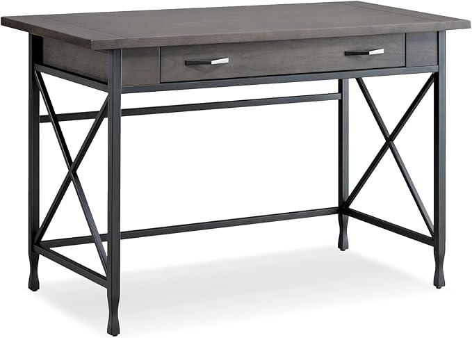 Writing Desk with Keyboard Drawer Computer Desk Home Office Desk - Smoke Gray &amp Black