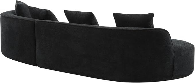 Christopher Knight Home Braebt 126 Sectional Sofa with 4 Throw Pillows 5-Seater Large Modular Sofa Couches Comfy Curved Upholstered Cloud Couch for Living Room Study No Assembly Required Black